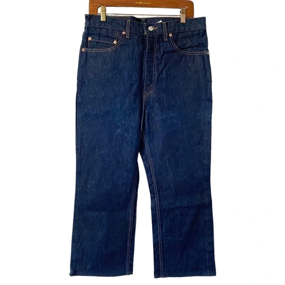 Vintage Levi’s 517 Bootcut Jeans Rigid Dark Wash Denim 90s Retro Hemmed Mens 34‎
